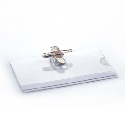Ecuson transparent Office box, cu ac si clip, 90x58 mm